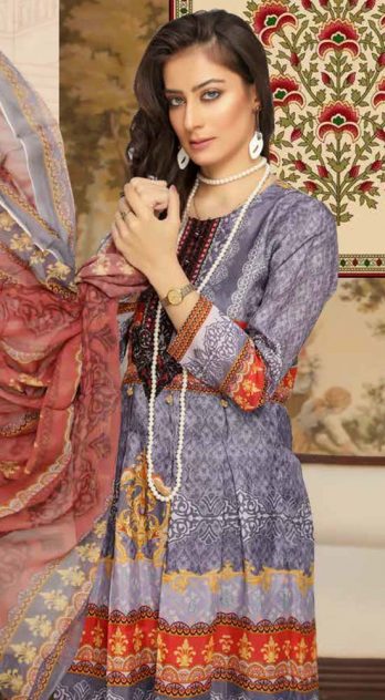 Meerabs Digital Embroidered Viscose Silk 3 Piece Suit SPC03