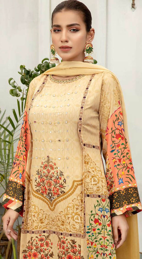 Simran Digital Printed Grip Silk 3 Piece Suit - GSK 23