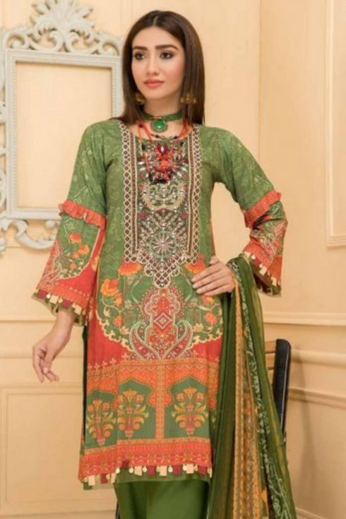Haniya Embroidered Linen 3 Piece Suit With Chiffon Dupatta Design 02