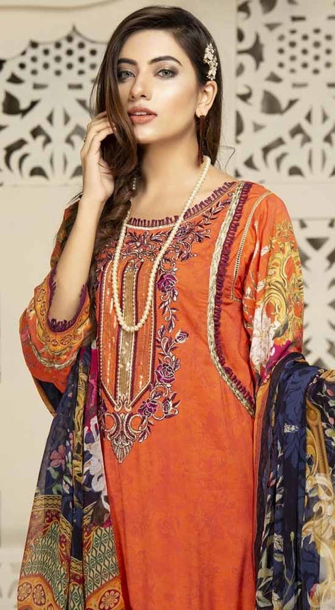 Mohagni Emroidered Linen 3 Piece Suits LSA-20-10