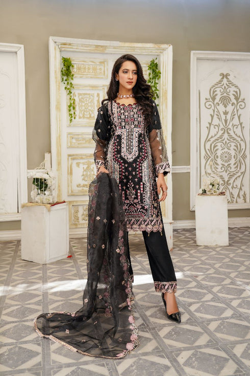 Lush Embroidered Organza 3 Piece Suit L-115