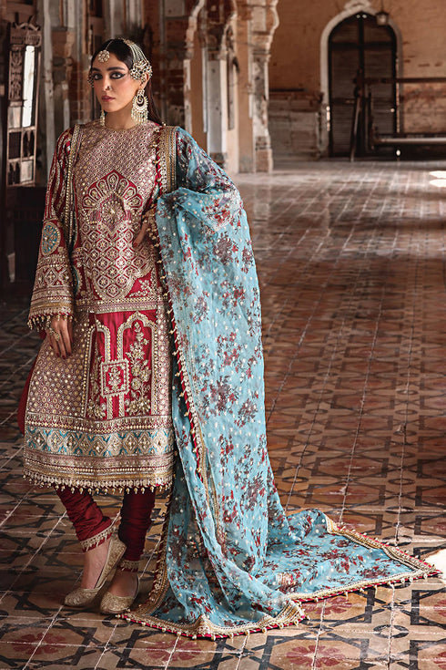 Mohsin Naveed Ranjha Embroidered Silk 3 Piece Suit BIBI LAL