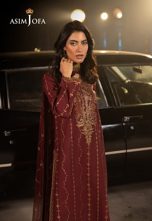 Asim Jofa Embroidered Silk 3 Piece Suit AJLFF-04