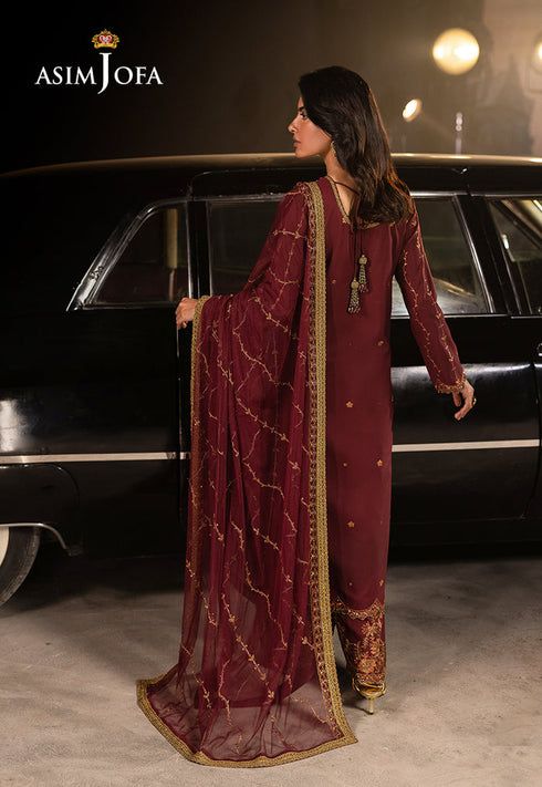 Asim Jofa Embroidered Silk 3 Piece Suit AJLFF-04