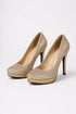 Gold Glitter Round Toe Diamante Stiletto High Heel Court Shoes – 014
