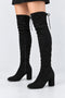 Women’s Black Over the Knee Block Heel Winter Boots – AO37