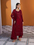Gulaal Embroidered Chiffon Suit Crimson