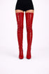 Women's Red Patent Thigh High Over The Knee Front Lace Up Stiletto Boots 11720