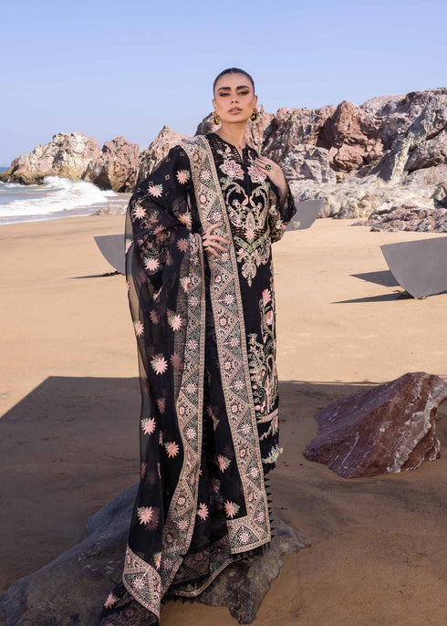 Akbas Aslam Embroidered Lawn 3 piece Suit IRIS
