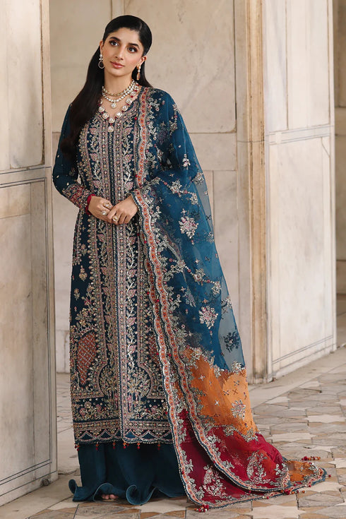 Qalamkar Embroidered Raw Silk Suit RH-02 NEELAM