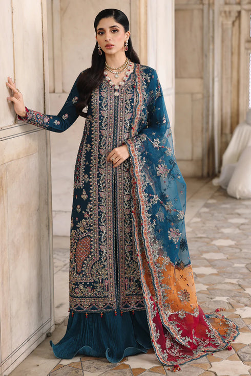 Qalamkar Embroidered Raw Silk Suit RH-02 NEELAM