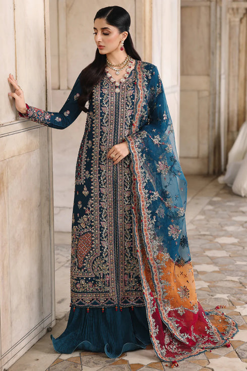 Qalamkar Embroidered Raw Silk Suit RH-02 NEELAM