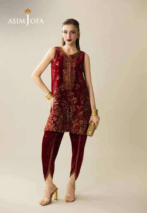 Asim Jofa Embroidered Velvet Suit AJULM-05