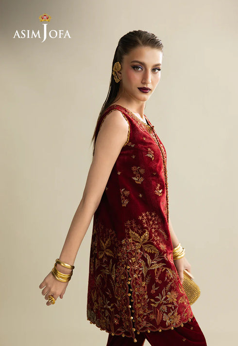 Asim Jofa Embroidered Velvet Suit AJULM-05