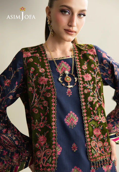 Asim Jofa Embroidered Velvet Suit AJULM-04