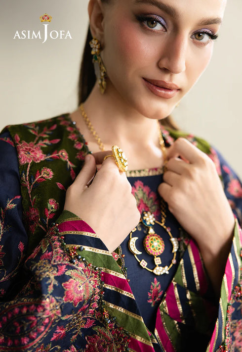 Asim Jofa Embroidered Velvet Suit AJULM-04