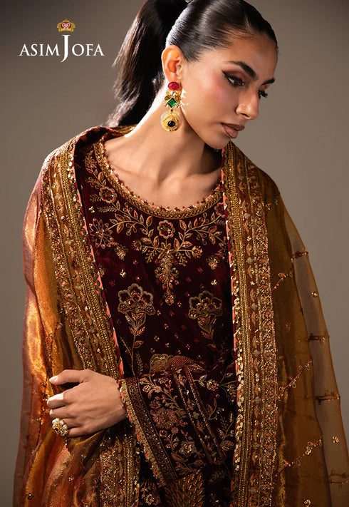 Asim Jofa Embroidered Velvet Suit AJULM-07