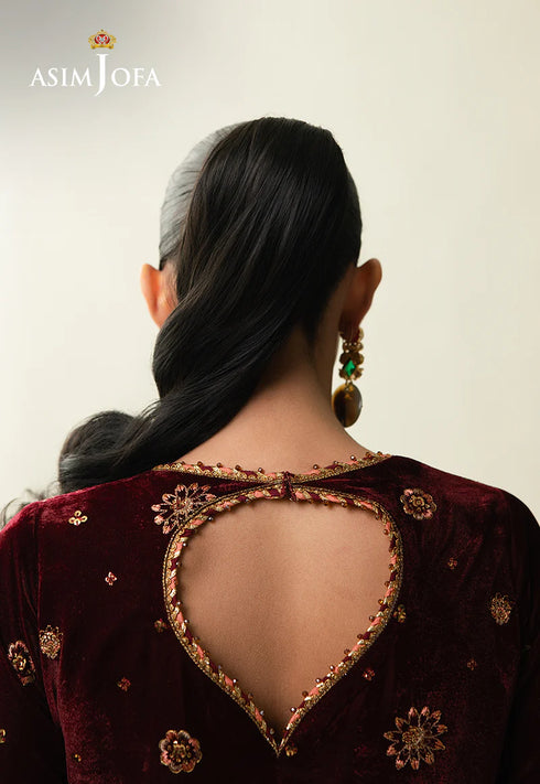 Asim Jofa Embroidered Velvet Suit AJULM-07