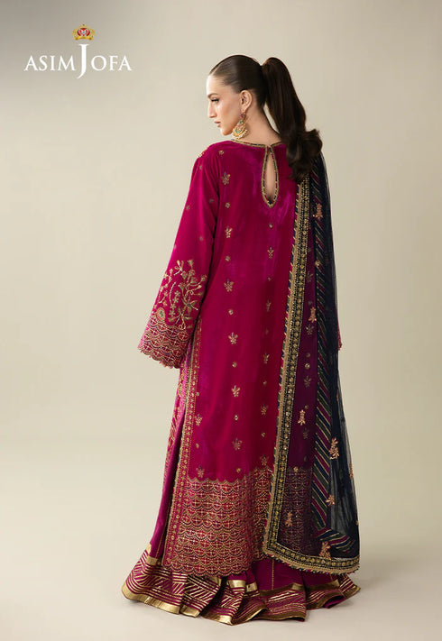 Asim Jofa Embroidered Velvet Suit AJULM-03