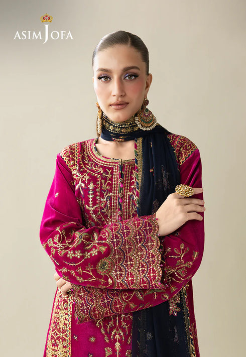 Asim Jofa Embroidered Velvet Suit AJULM-03