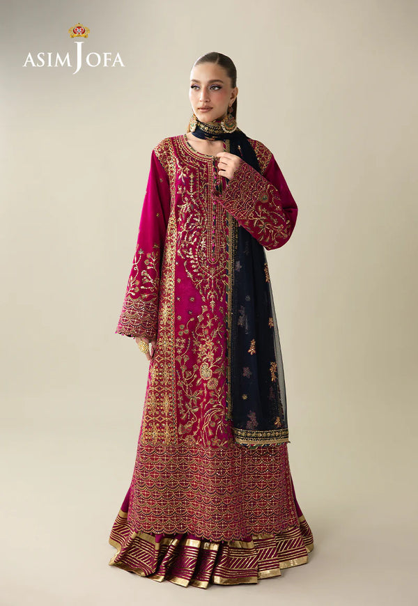 Asim Jofa Embroidered Velvet Suit AJULM-03