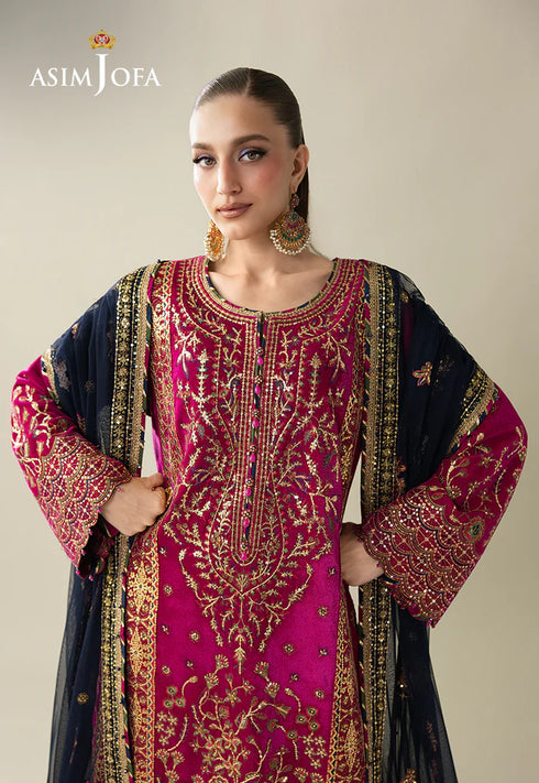 Asim Jofa Embroidered Velvet Suit AJULM-03