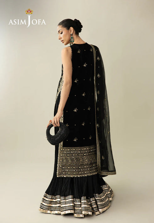 Asim Jofa Embroidered Velvet Suit AJULM-01