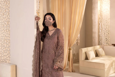 Flossie Embroidered Chiffon Suit DA-10