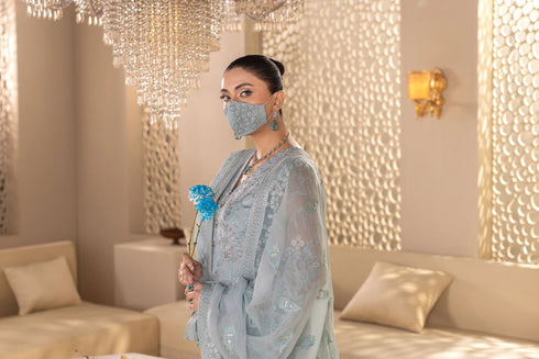 Flossie Embroidered Chiffon Suit DA-06