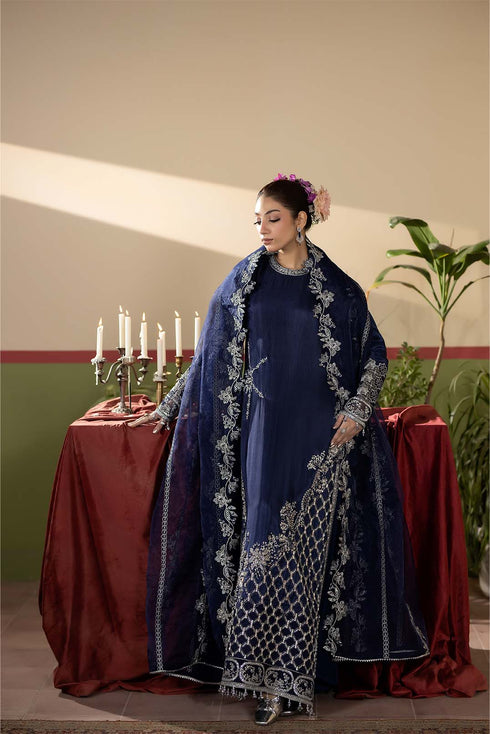 Maryams Embroidered Silk Suit Neelam-HRI-8593