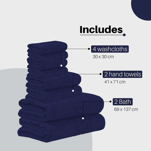 100% Egyptian Cotton 600 GSM Bath Towels Set - Navy