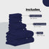 100% Egyptian Cotton 600 GSM Bath Towels Set - Navy
