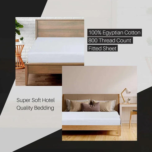 100% Cotton 800 Thread Count Ultra Deep Fitted Sheets - 46cm - White