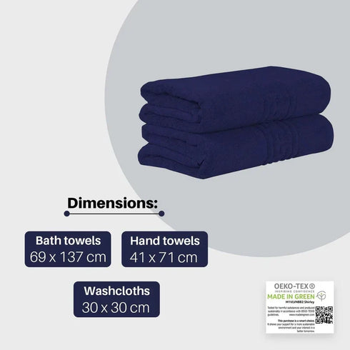 100% Egyptian Cotton 600 GSM Bath Towels Set - Navy