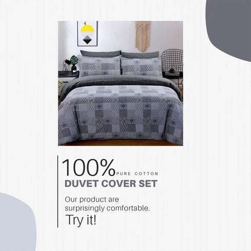 Soft Cotton Quilted Duvet Cover Set - Marrocoas Printed Reversible