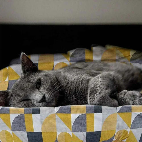 Stylish Grey and Mustard Duvet Covers - Geometric Pattern - 100% Cotton