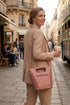 Faux Crocodile Rock N Roll V Handbag - Pink