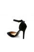 Pointy Toe Stiletto ankle strape court shoes Black Suede 221