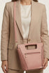 Faux Crocodile Rock N Roll V Handbag - Pink