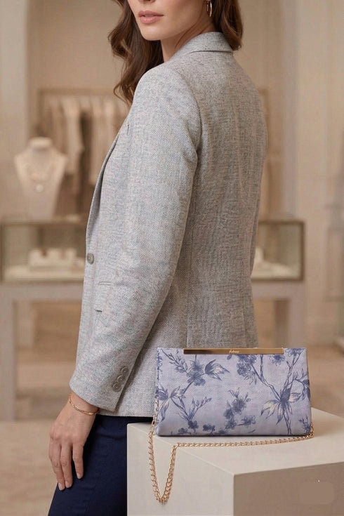 Floral Print Chain Clutch - Levondor