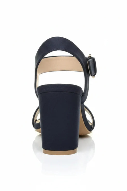 Women Low Block Heel Sandals Navy Suede G-1840