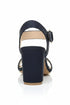 Women Low Block Heel Sandals Navy Suede G-1840