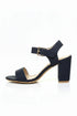 Women Low Block Heel Sandals Navy Suede G-1840