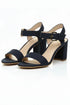 Women Low Block Heel Sandals Navy Suede G-1840