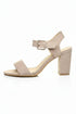 Women Low Block Heel Sandals Nude Suede G-1840