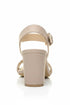 Women Low Block Heel Sandals Nude Suede G-1840