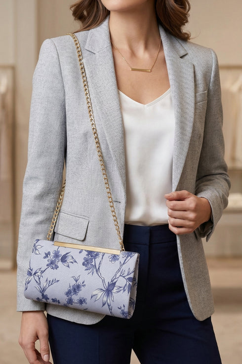 Floral Print Chain Clutch - Levondor