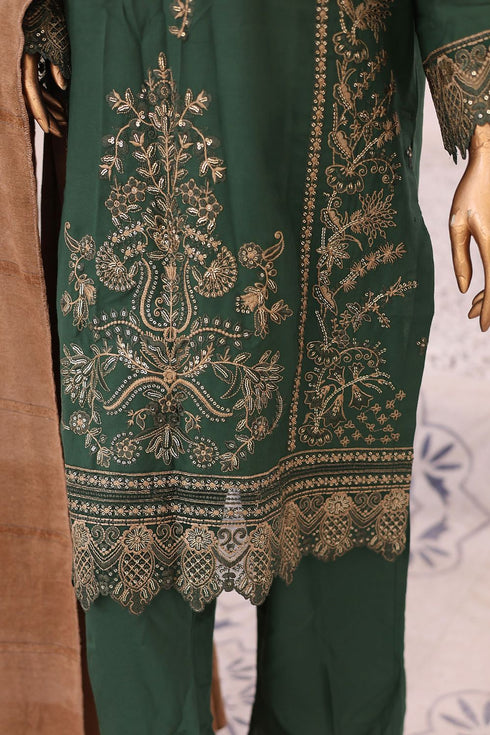 Nau Bahar Dhanak Embroidered Suit with Velvet Shawl NB-04