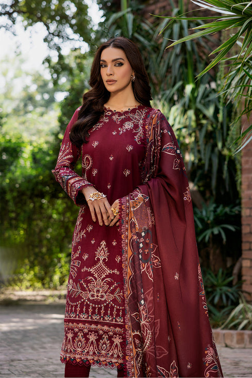 Farasha Embroidered khaddar 3 Piece Suit Yashal