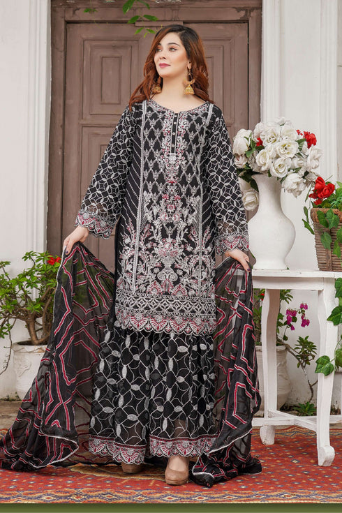 UB Fashion Embroidered Chiffon 3 Piece Suit UB-103